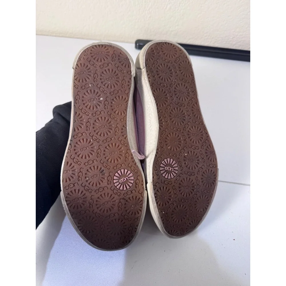 UGG Suede Shearling Lined Sneakers Women Size 5.5 Purple Lace Up Minimalist‎
